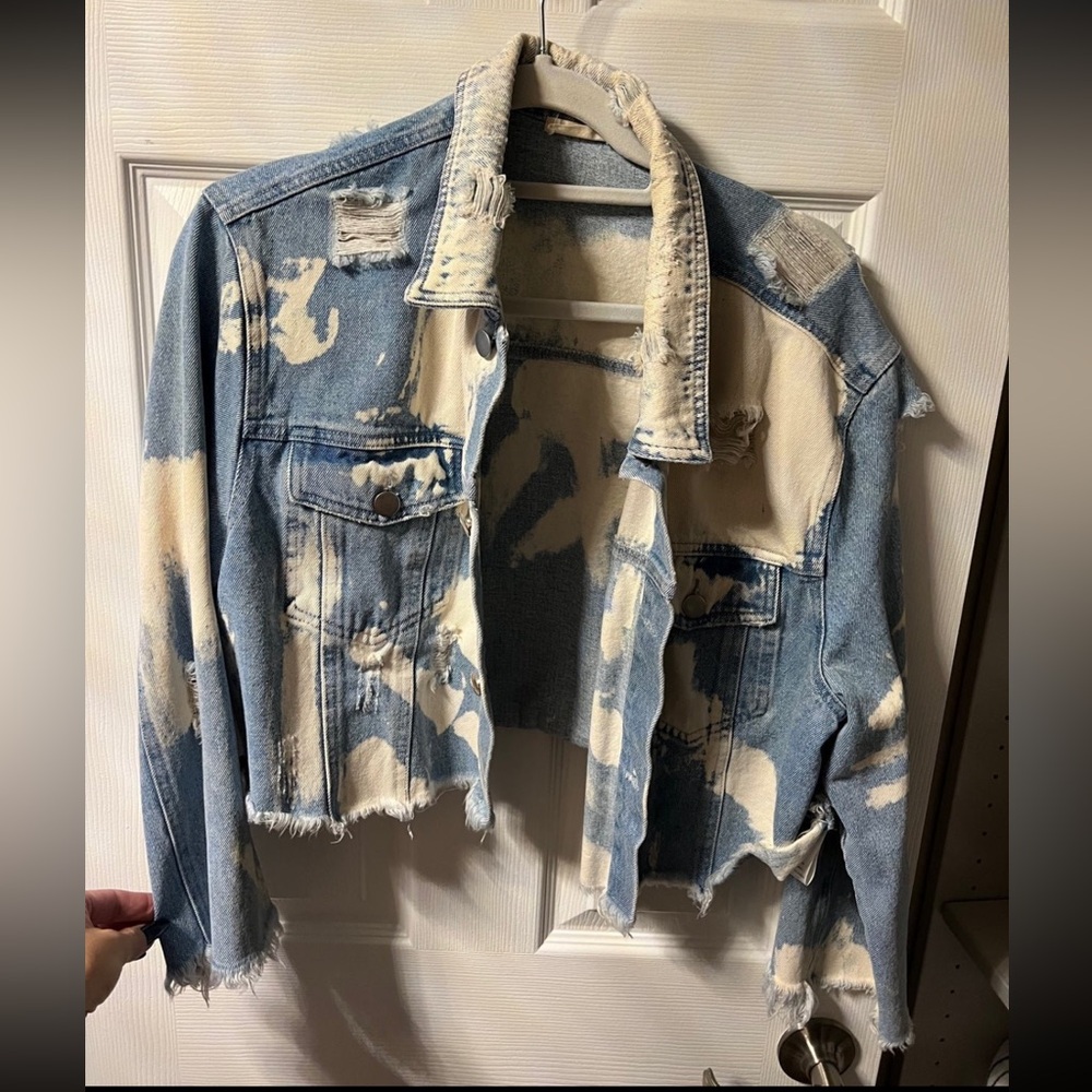 Cropped bleached jean jacket